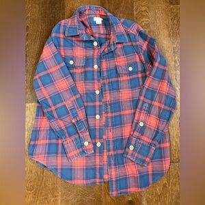 Crewcuts Boy Size 8 Blue and Red Plaid Flannel Button Down Shirt